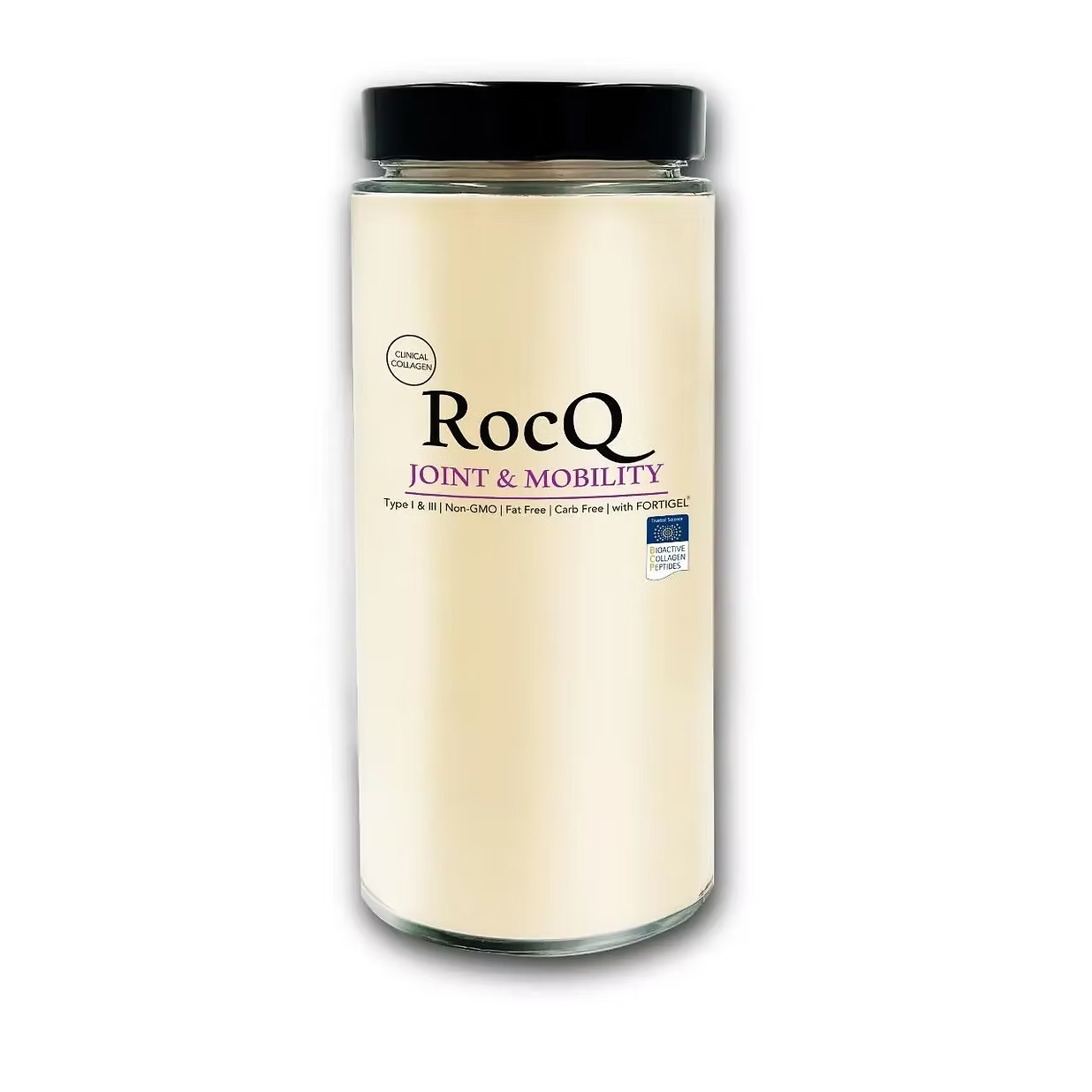 Container of RocQ Joint & Mobility supplement on a white background